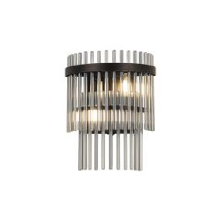 Idolite Ronan Wall Lamp 2 Light E14, Brown Oxide/Smoke Glass Rods