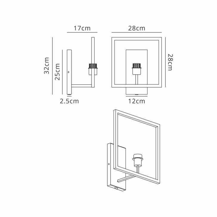 Idolite Ruari Satin Nickel Switched Single Wall Light (Frame Only)