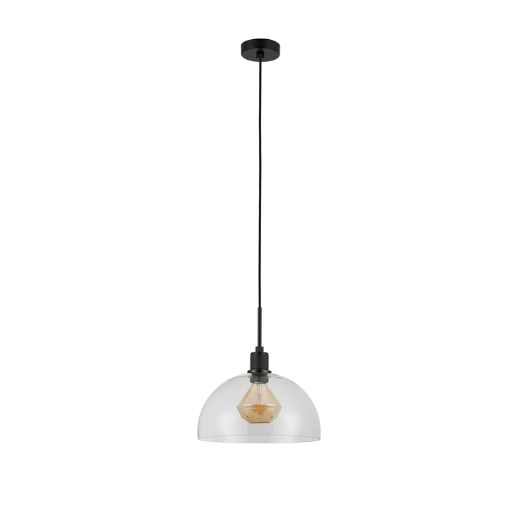 Idolite Rumi Black Knurled Pendant Light With Clear Dome Shade