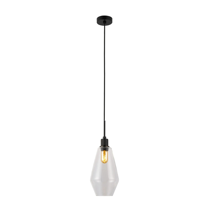 Idolite Rumi Black Knurled Pendant Light With Clear Kite Shade
