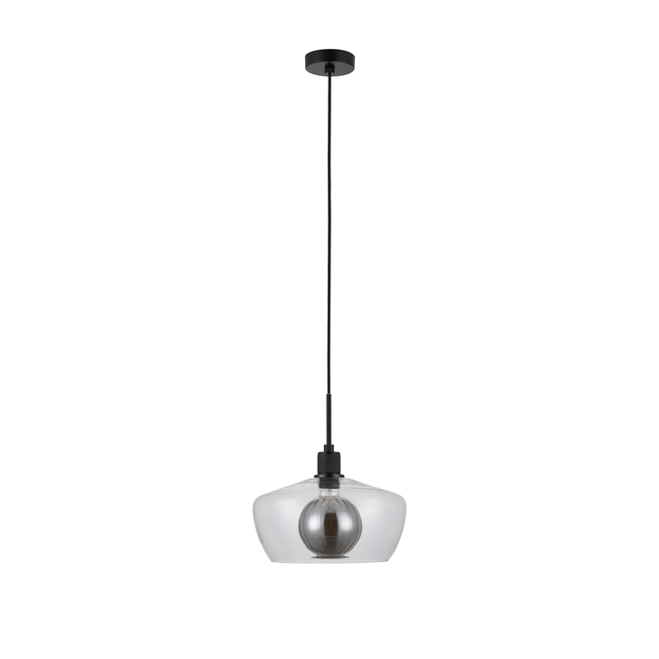 Idolite Rumi Black Knurled Pendant Light With Clear Trapezium Shade