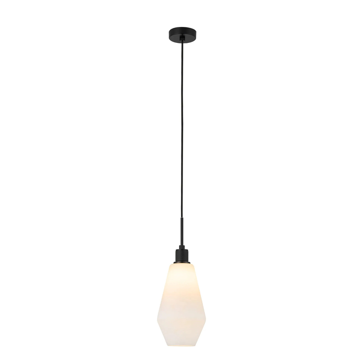 Idolite Rumi Black Knurled Pendant Light With Opal Kite Shade