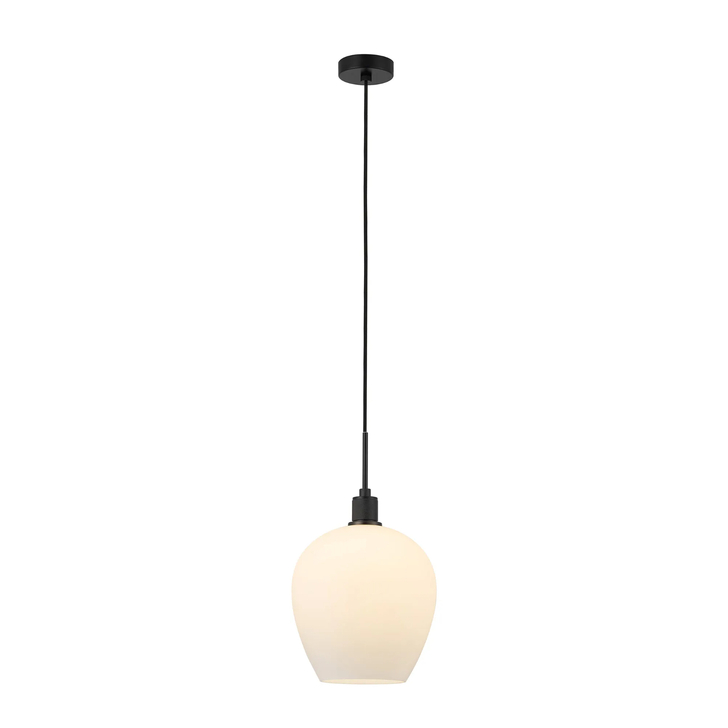 Idolite Rumi Black Knurled Pendant Light With Opal Shade