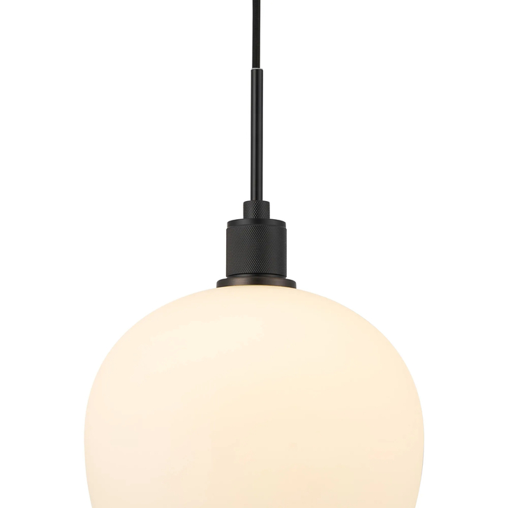 Idolite Rumi Black Knurled Pendant Light With Opal Shade