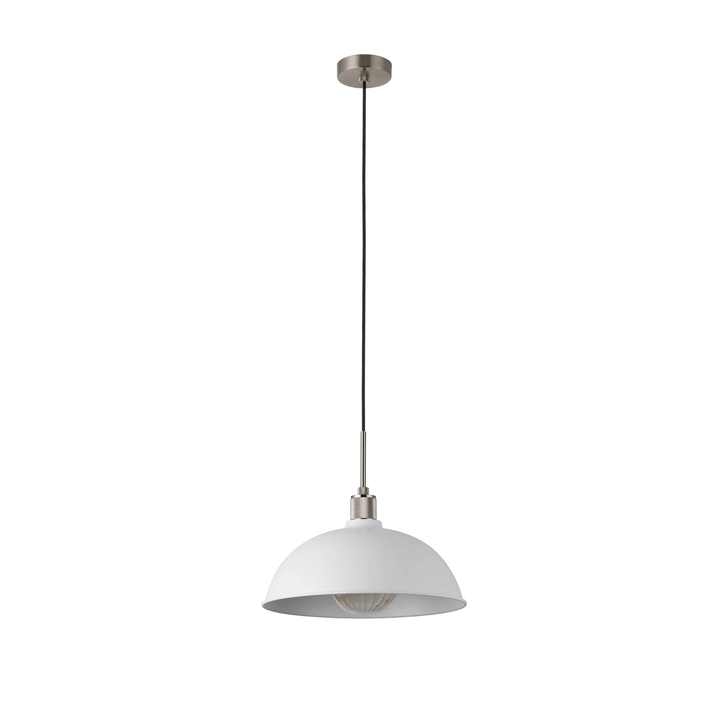 Idolite Rumi Black Knurled Pendant Light With White Dome Metal Shade