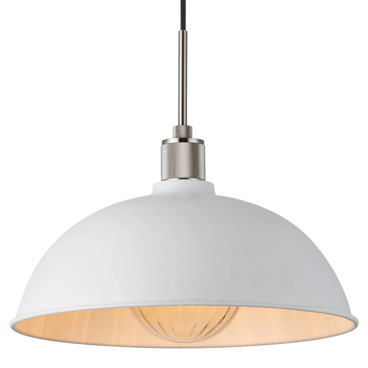 Idolite Rumi Black Knurled Pendant Light With White Dome Metal Shade