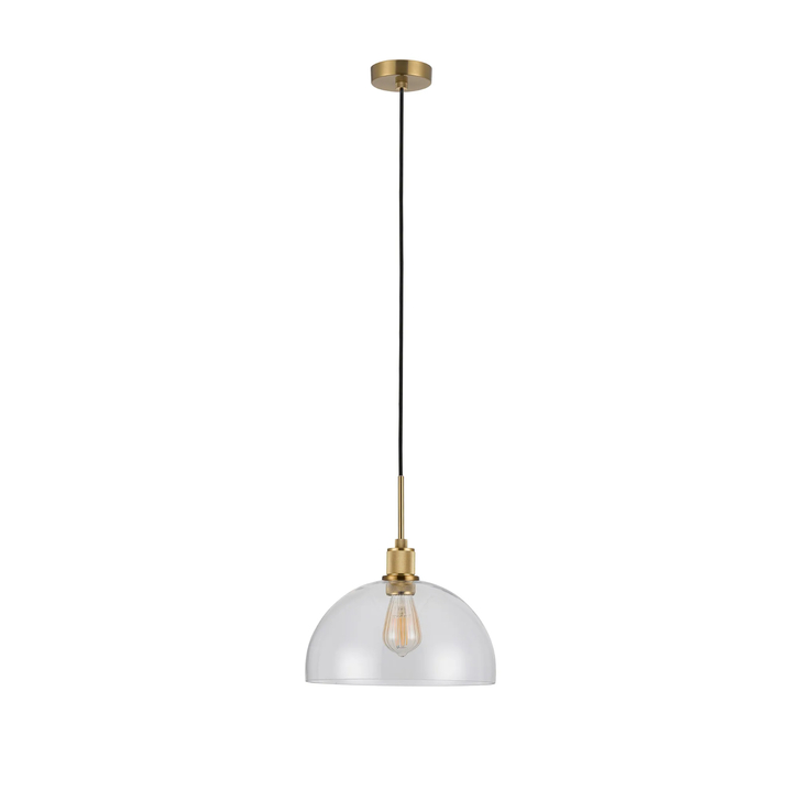 Idolite Rumi Brass Knurled Pendant Light With Clear Dome Shade