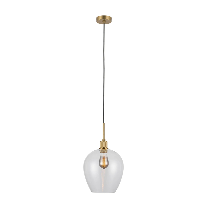 Idolite Rumi Brass Knurled Pendant Light With Clear Shade