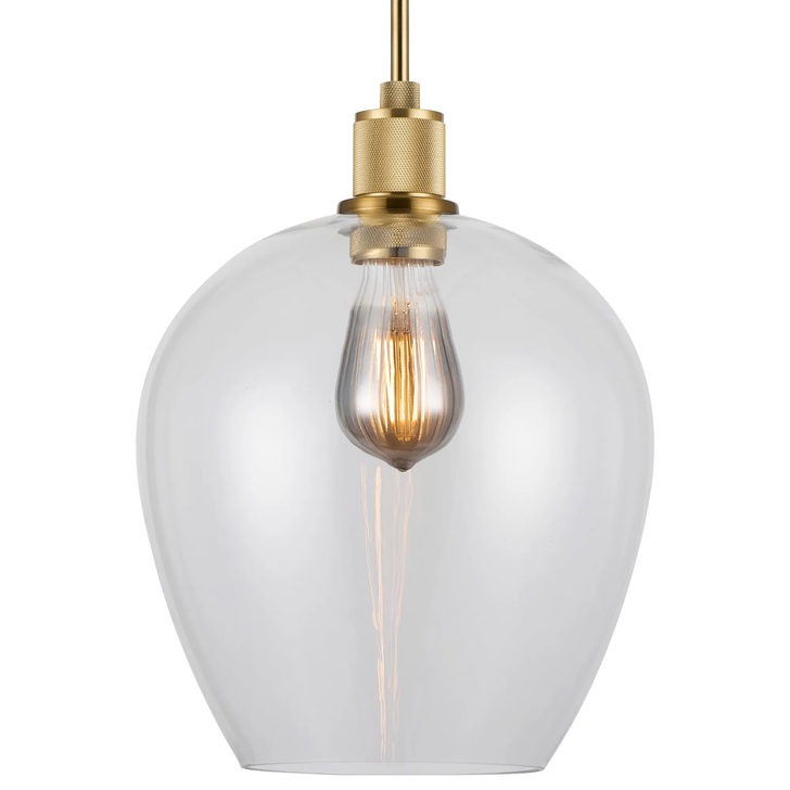 Idolite Rumi Brass Knurled Pendant Light With Clear Shade