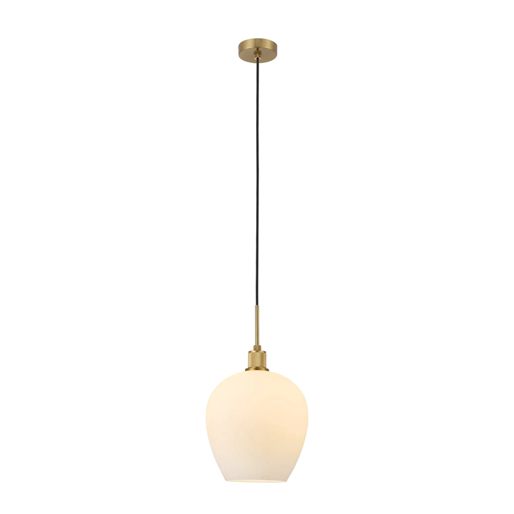 Idolite Rumi Brass Knurled Pendant Light With Opal Shade