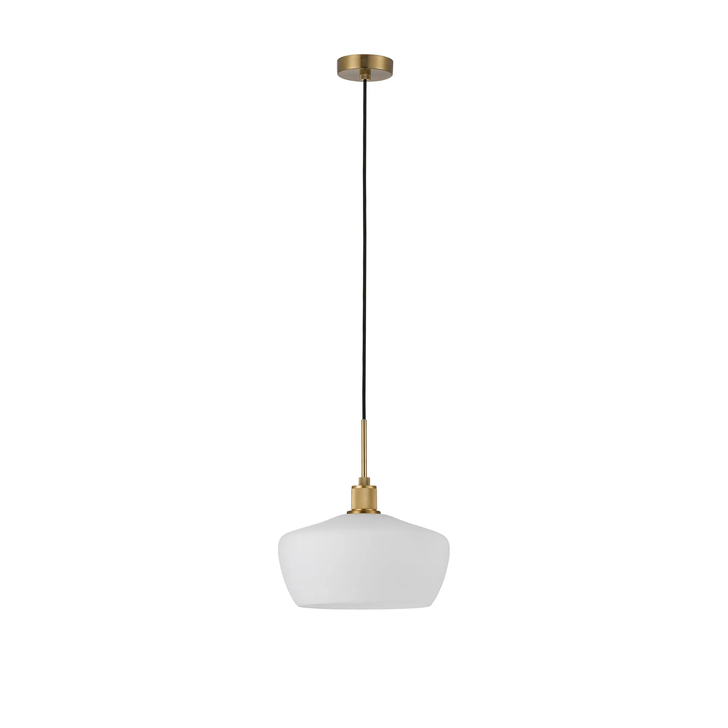 Idolite Rumi Brass Knurled Pendant Light With Opal Trapezium Shade