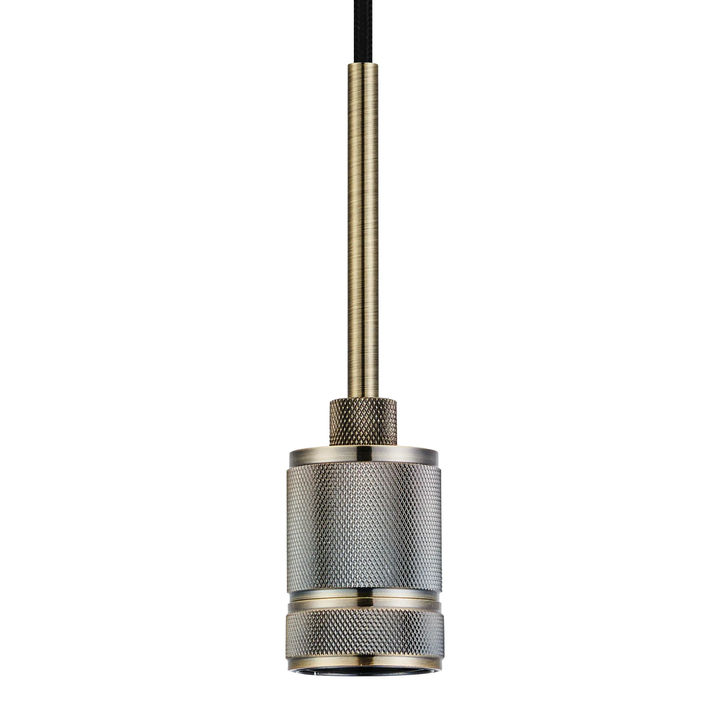 Idolite Rumi Knurled 1 Light Antique Brass Suspension - E27 - 1.6M