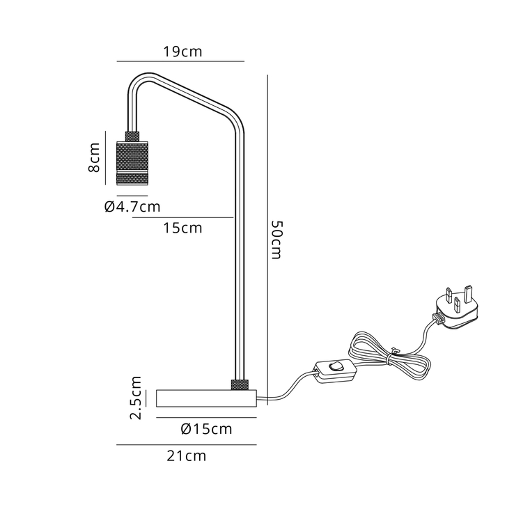Idolite Rumi Knurled Antique Brass Table Lamp Complete With In-Line Switch