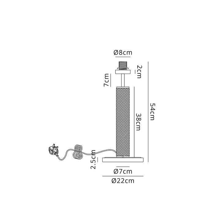 Idolite Rumi Knurled Large Pewter Table Lamp 54cm - Switched