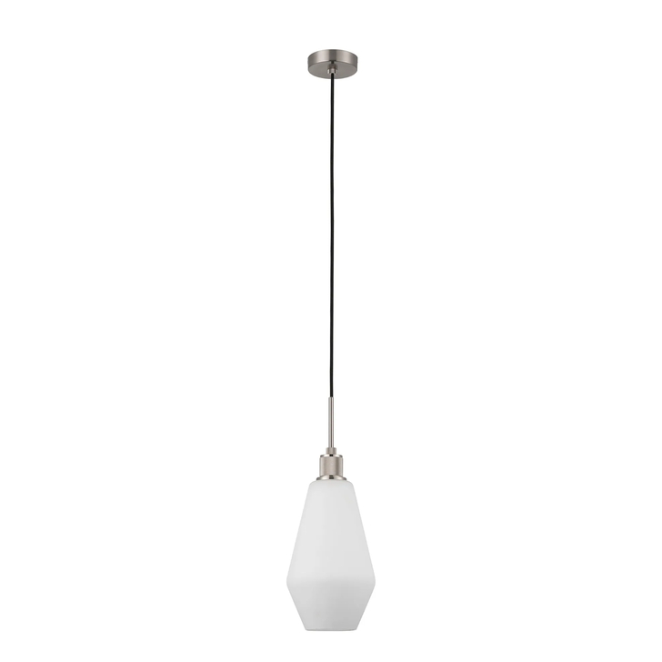 Idolite Rumi Satin Nickel Knurled Pendant Light With Opal Kite Shade
