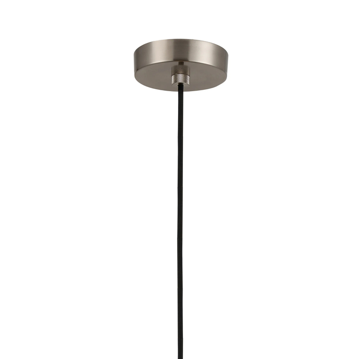 Idolite Rumi Satin Nickel Knurled Pendant Light With Opal Trapezium Shade