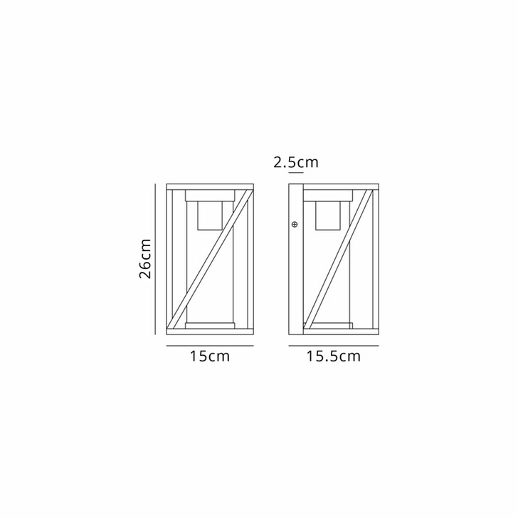 Idolite Sandbach Satin Black Box Criss Cross Outdoor Flush Wall Lantern Light With Clear Glass - IP54