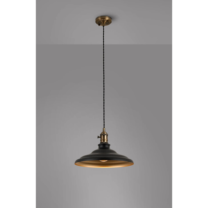 Idolite Sejal 35cm 1 Light Braided Pendant: Round Tiered Metal Shade: Antique Brass/Black/Matt Black/Gold