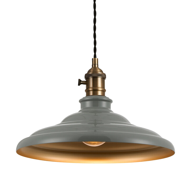 Idolite Sejal 35cm 1 Light Braided Pendant: Round Tiered Metal Shade: Antique Brass/Black/Polished Grey/Gold