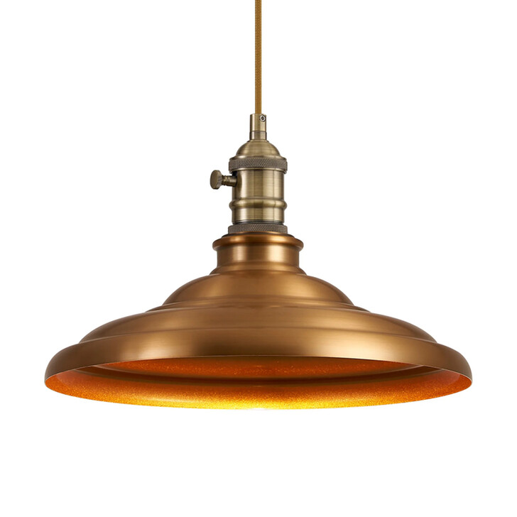 Idolite Sejal 35cm 1 Light Braided Pendant: Round Tiered Metal Shade: Antique Brass/Golden Brown/Brass/Gold