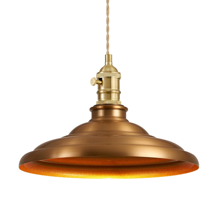 Idolite Sejal 35cm 1 Light Braided Pendant: Round Tiered Metal Shade: Brass/Pale Gold/Brass/Gold