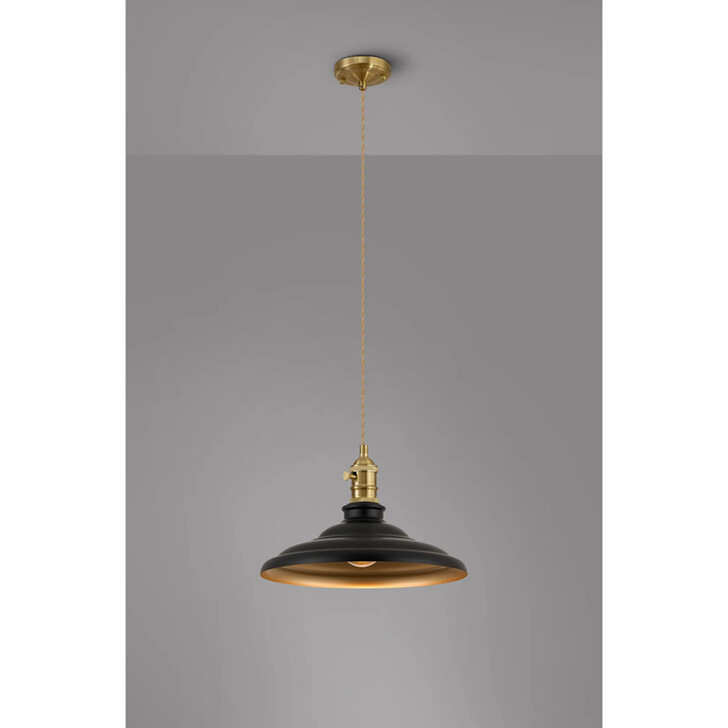 Idolite Sejal 35cm 1 Light Braided Pendant: Round Tiered Metal Shade: Brass/Pale Gold/Matt Black/Gold