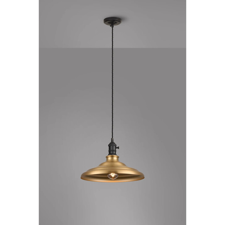 Idolite Sejal 35cm 1 Light Braided Pendant: Round Tiered Metal Shade: Satin Black/Black/Brass/Gold
