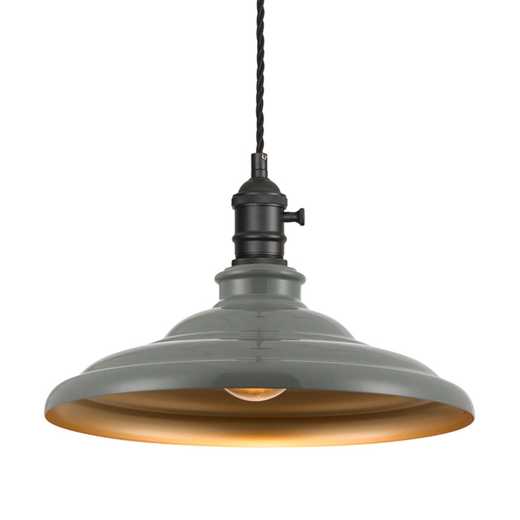 Idolite Sejal 35cm 1 Light Braided Pendant: Round Tiered Metal Shade: Satin Black/Black/Polished Grey/Gold