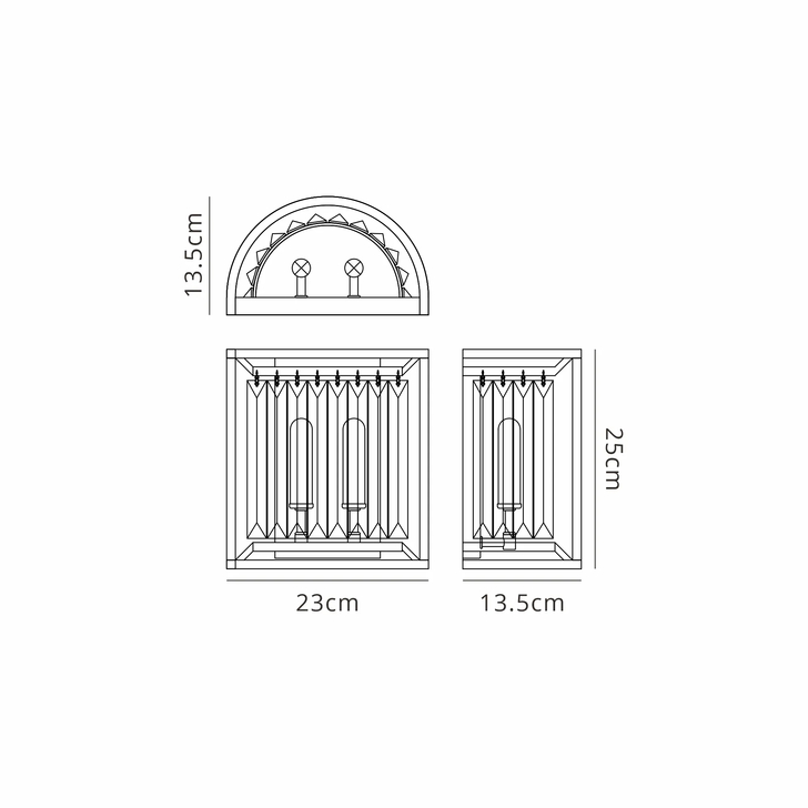 Idolite Seko Gold Finish 2 Light Crystal Bathroom Wall Light - IP44