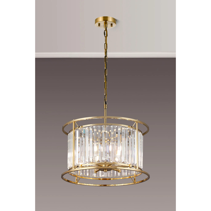 Idolite Seko Gold Finish 3 Light Crystal Bathroom Pendant Light - IP44