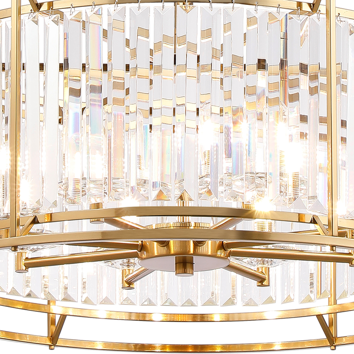 Idolite Seko Gold Finish 8 Light Crystal Bathroom Pendant Light - IP44