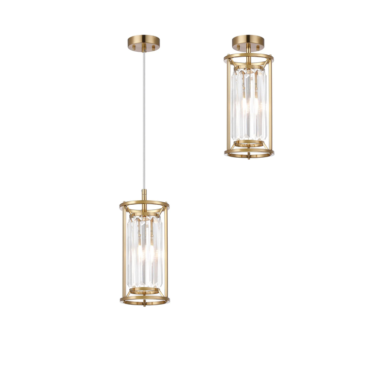 Idolite Seko Gold Finish Crystal 1 Light Bathroom Pendant Light - IP44