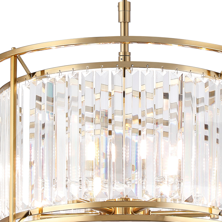 Idolite Seko Gold Finish Large 10 Light Crystal Bathroom Pendant Light - IP44