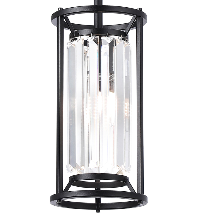 Idolite Seko Satin Black Crystal 1 Light Bathroom Pendant Light - IP44