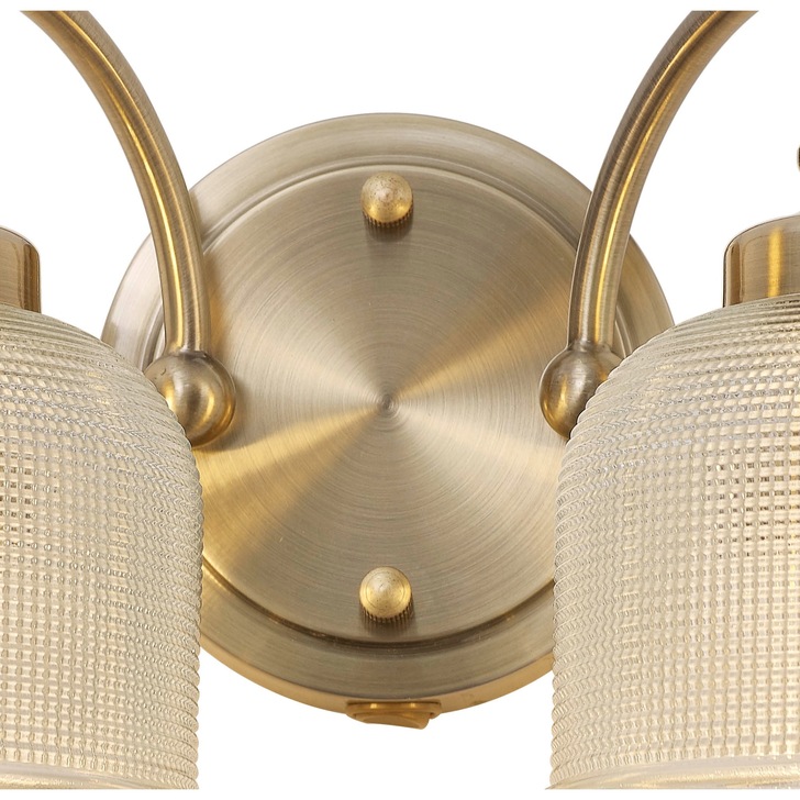 Idolite Sheridan Antique Brass 2 Light Wall Light Complete With Prismatic Glass Shades