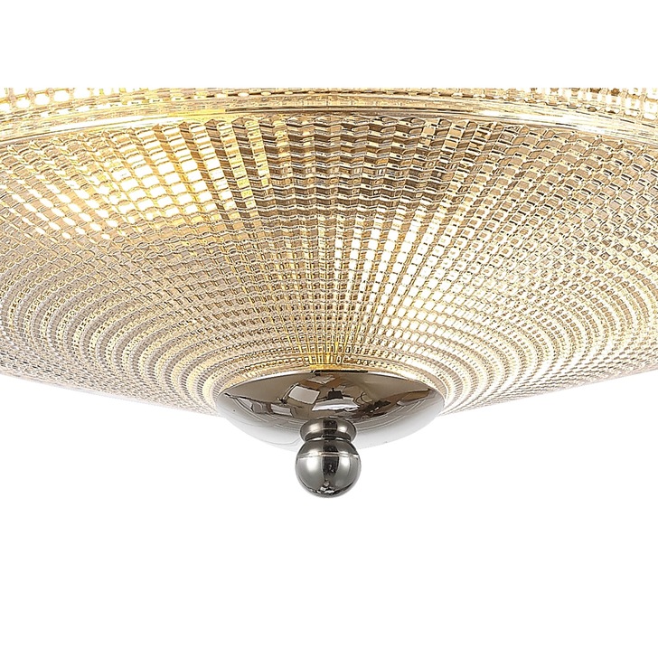 Idolite Sheridan Polished Nickel 2 Light Flush Ceiling Light Complete With Prismatic Glass Shade