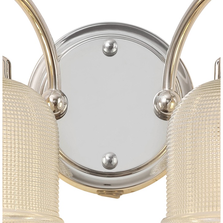 Idolite Sheridan Polished Nickel 2 Light Wall Light Complete With Prismatic Glass Shades