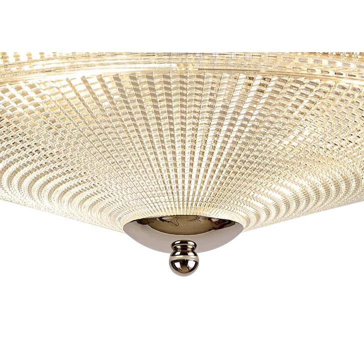 Idolite Sheridan Polished Nickel 3 Light Flush Ceiling Light Complete With Prismatic Glass Shade