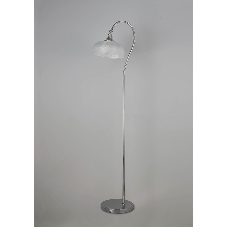 Idolite Sheridan Polished Nickel Floor Lamp Complete With Prismatic Glass Shade