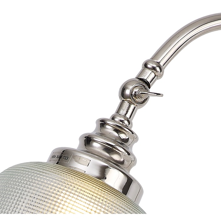 Idolite Sheridan Polished Nickel Table Lamp Complete With Prismatic Glass Shade