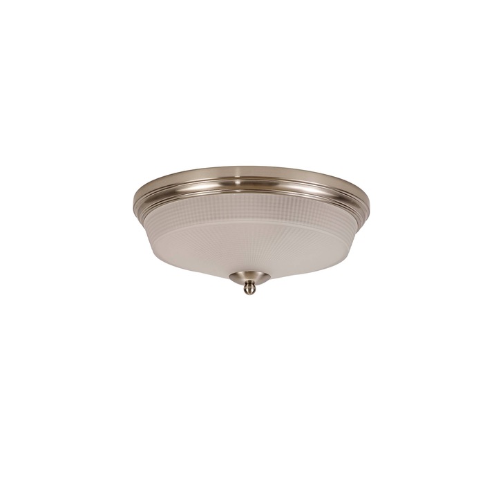 Idolite Sheridan Satin Nickel 2 Light Flush Ceiling Light Complete With Frosted Glass Shade