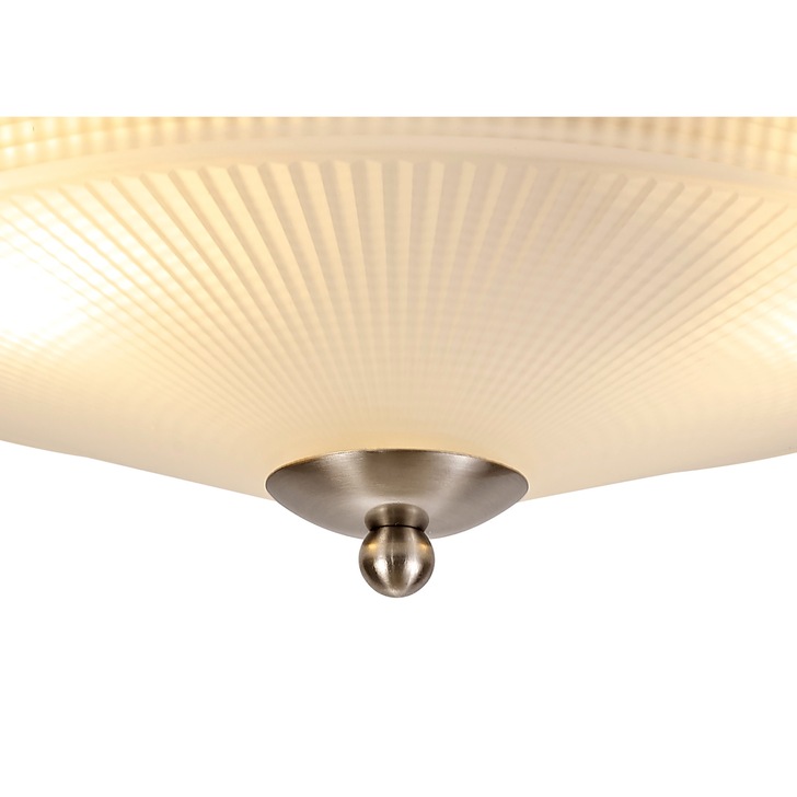 Idolite Sheridan Satin Nickel 2 Light Flush Ceiling Light Complete With Frosted Glass Shade