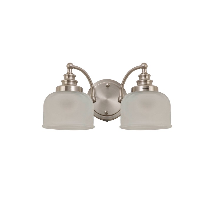 Idolite Sheridan Satin Nickel 2 Light Wall Light Complete With Frosted Glass Shades