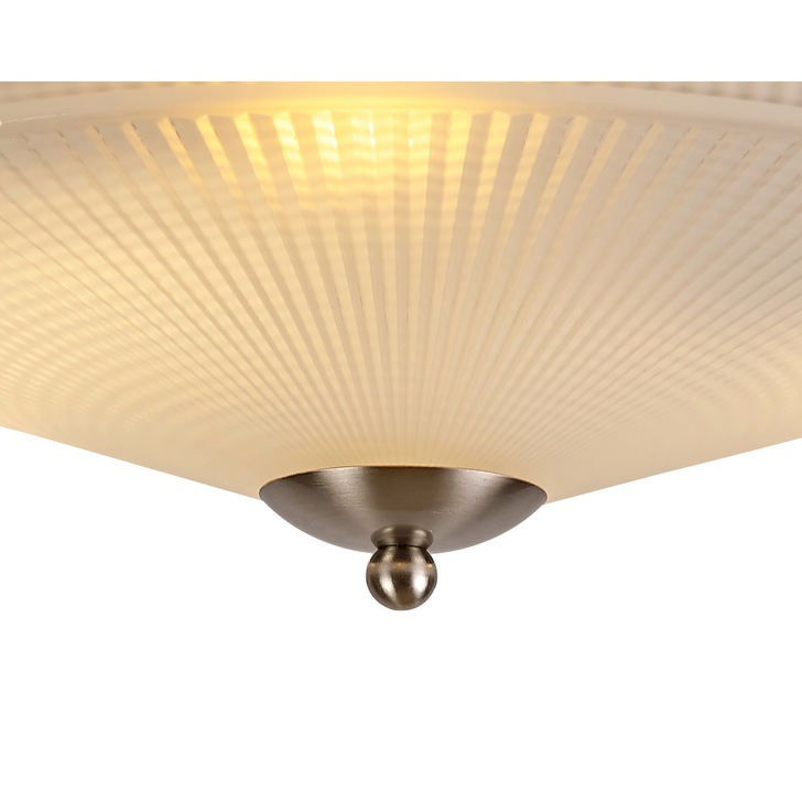 Idolite Sheridan Satin Nickel 3 Light Flush Ceiling Light Complete With Frosted Glass Shade