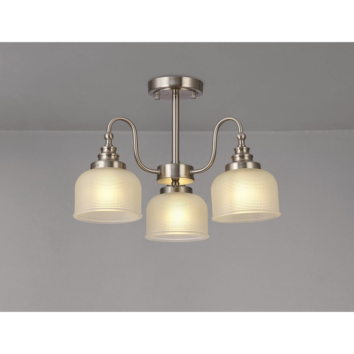 Idolite Sheridan Satin Nickel 3 Light Pendant Complete With Frosted Glass Shades