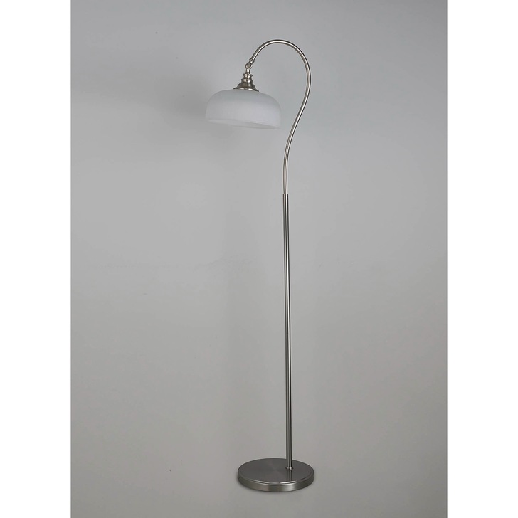 Idolite Sheridan Satin Nickel Floor Lamp Complete With Frosted Glass Shade