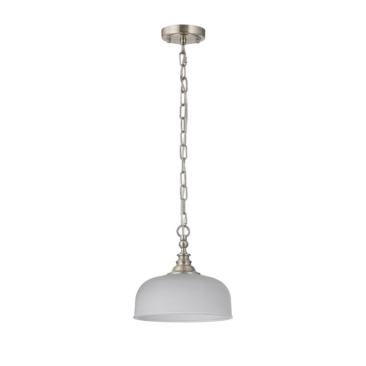 Idolite Sheridan Satin Nickel Single Pendant Light Complete With Frosted Glass Shade