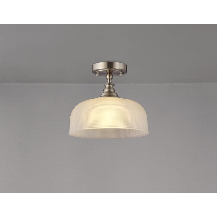 Idolite Sheridan Satin Nickel Single Pendant Light Complete With Frosted Glass Shade