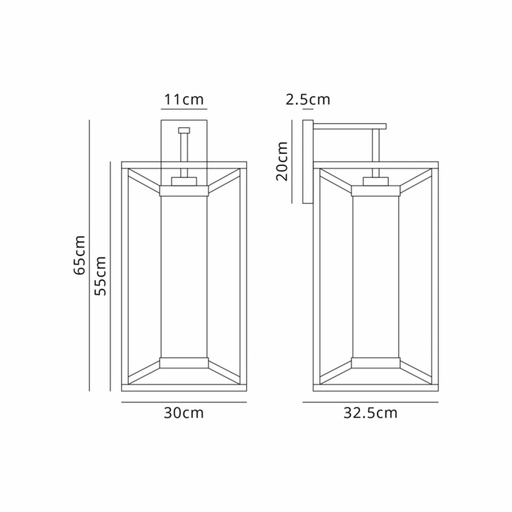 Idolite Shrewsbury Downward Facing Black Frame Large Exterior Wall Light Complete With Clear Seeded Glass - IP54