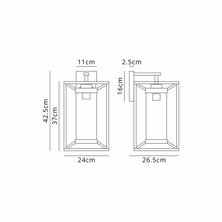 Idolite Shrewsbury Downward Facing Black Frame Medium Exterior Wall Light Complete With Clear Seeded Glass - IP54